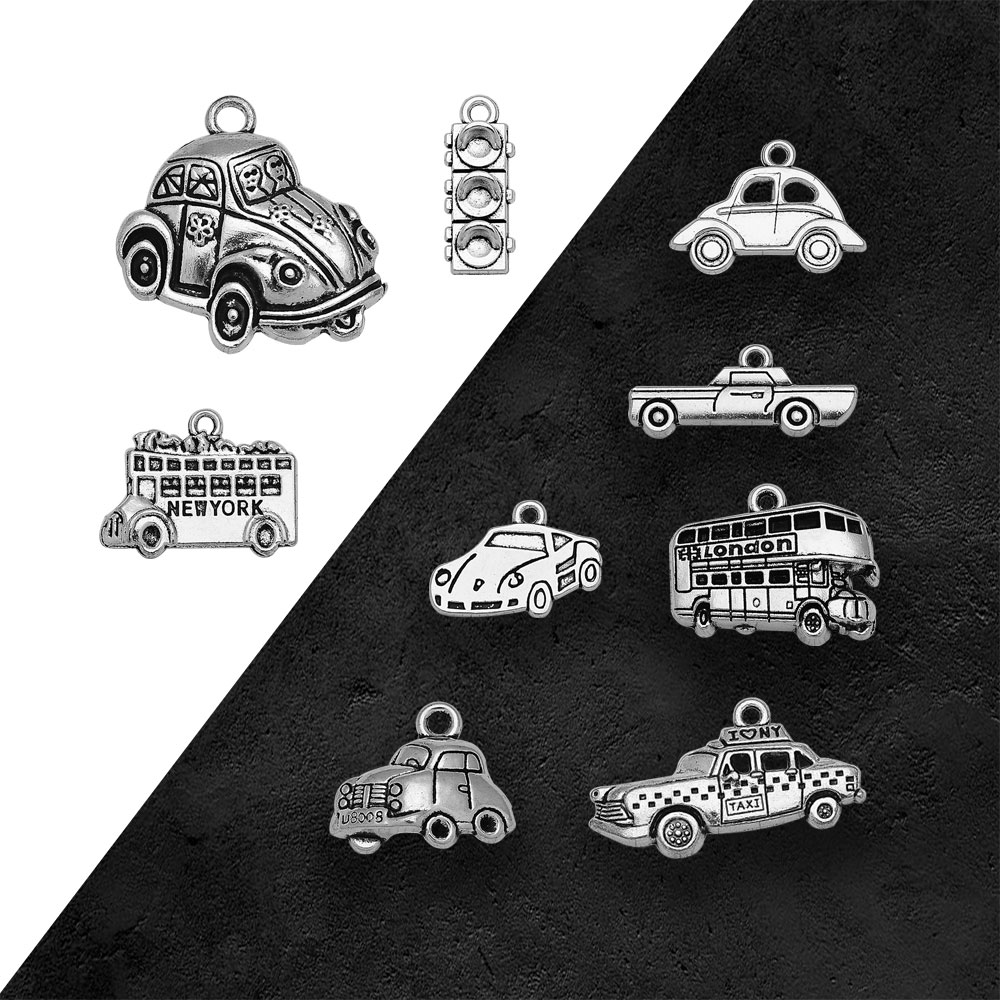 Jewelry Making York - Silver Plated Taxi Bus Car Travel