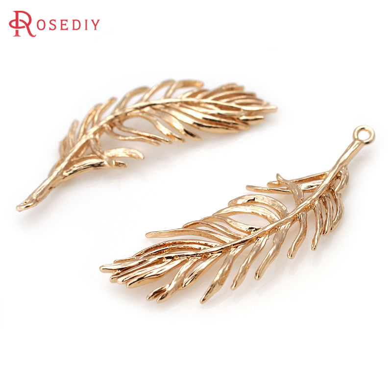Jewelry Making Store - 18K Gold Color Brass Feather Shape