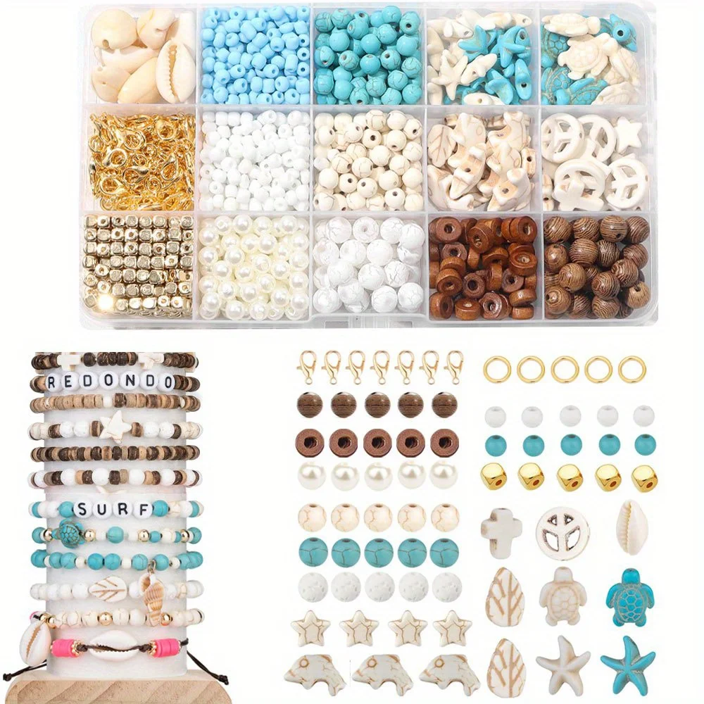 Jewelry Making Store - 1set Multi-color Turquoise Ocean Themed Beads,