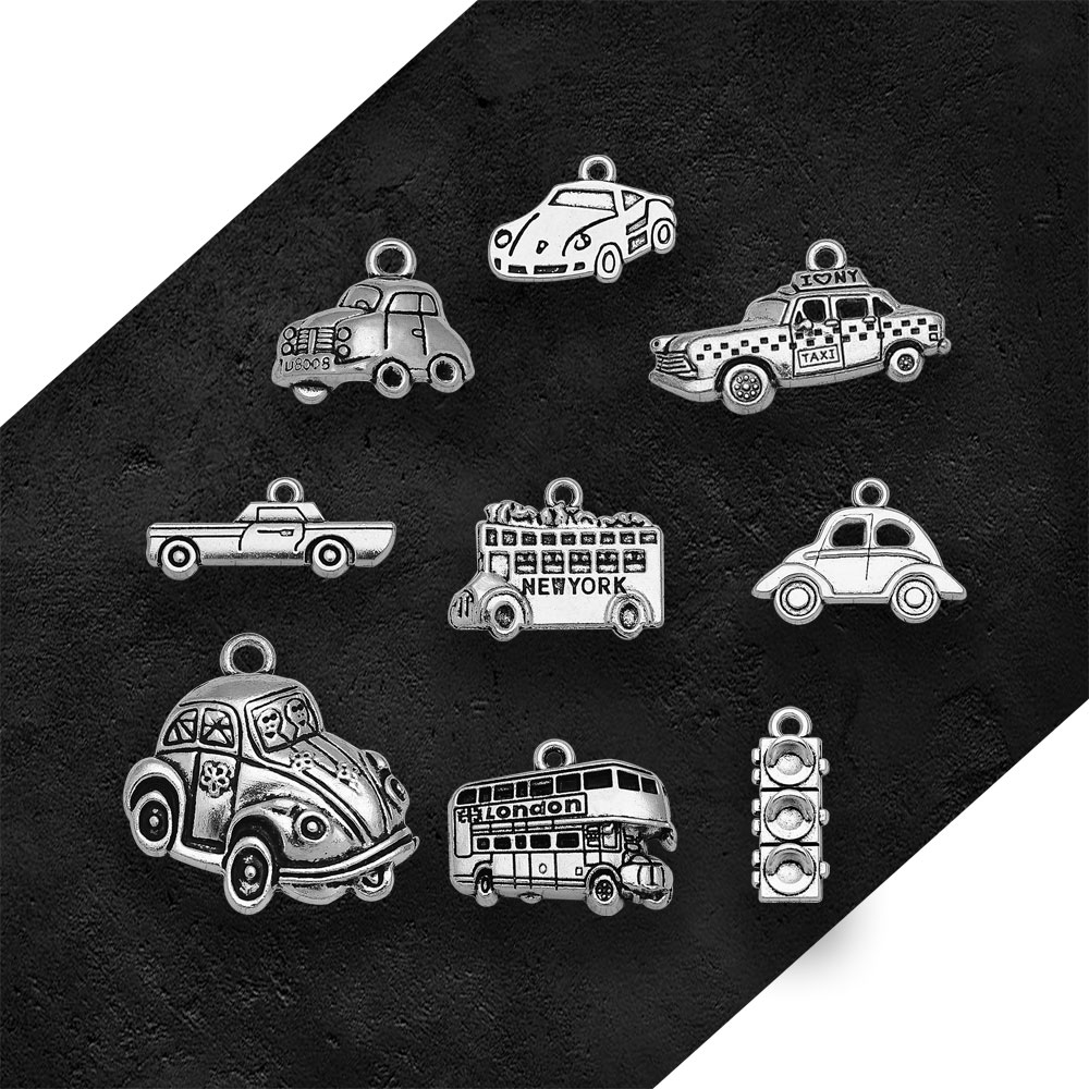 Silver Plated Taxi Bus Car Tra - Jewelry Making York 评论和价格