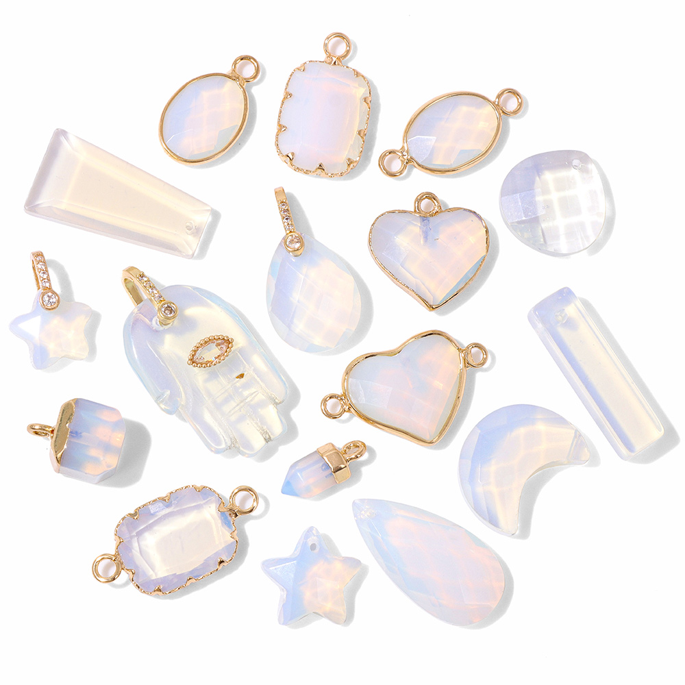 2pcs White Opal Pendants Charm - Jewelry Making Store 评论和价格