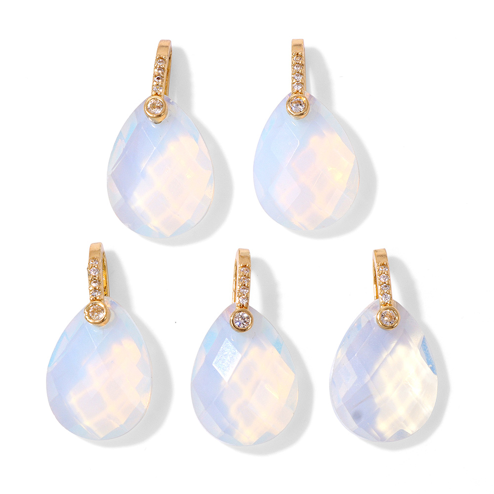 2pcs White Opal Pendants Charm - Jewelry Making Store 评论和价格