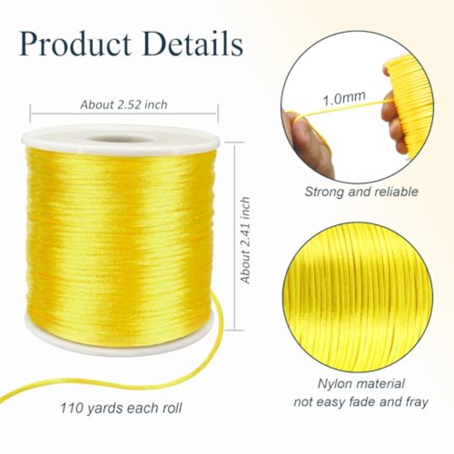 Nylon Satin Cord 1mm Rattail - - Knotting Cord Silk 评论和价格