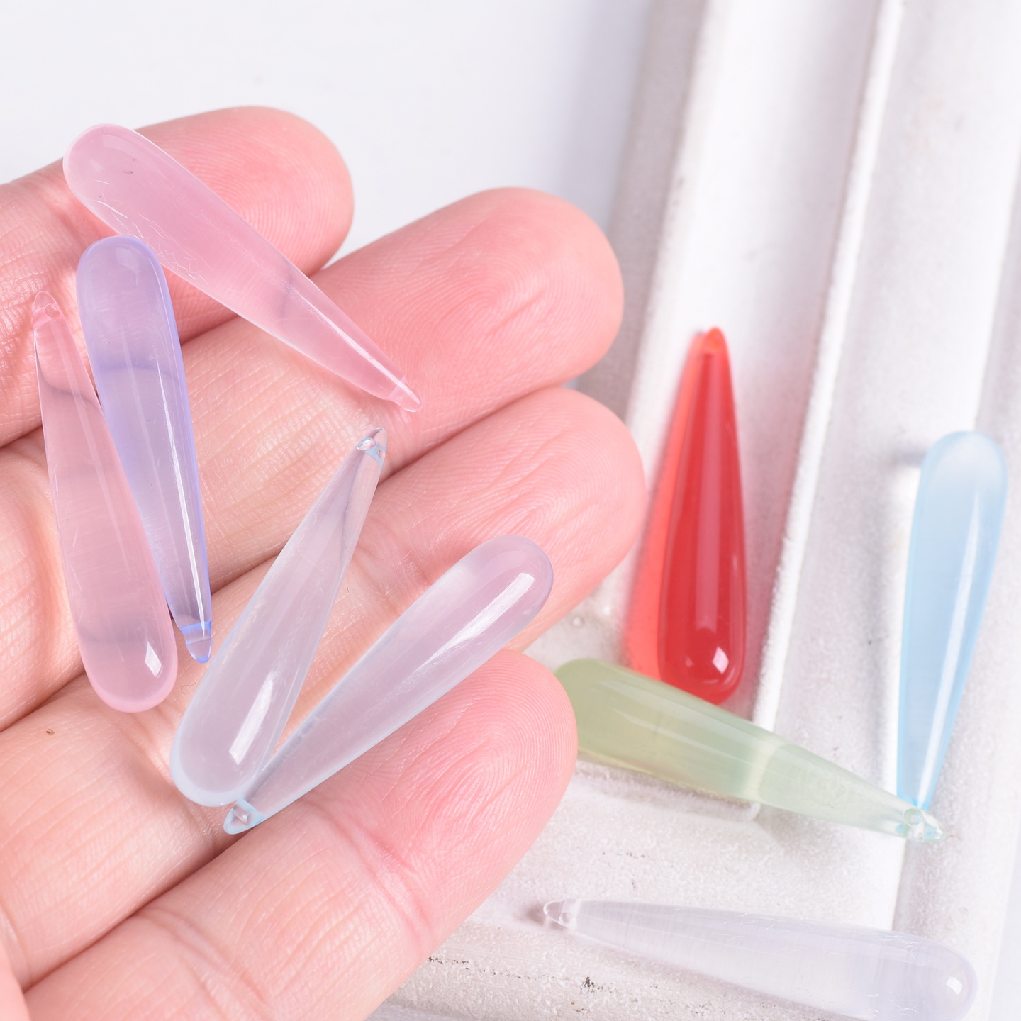 10pcs Long Teardrop Shape 35x7 - Jewelry Making Drill 评论和价格